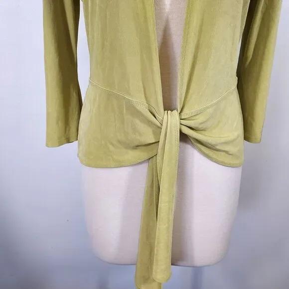Chico's Travelers Sz 1 Womens M Cardigan Jacket Slinky Stretch Peplum Tie Front - Picture 4 of 12